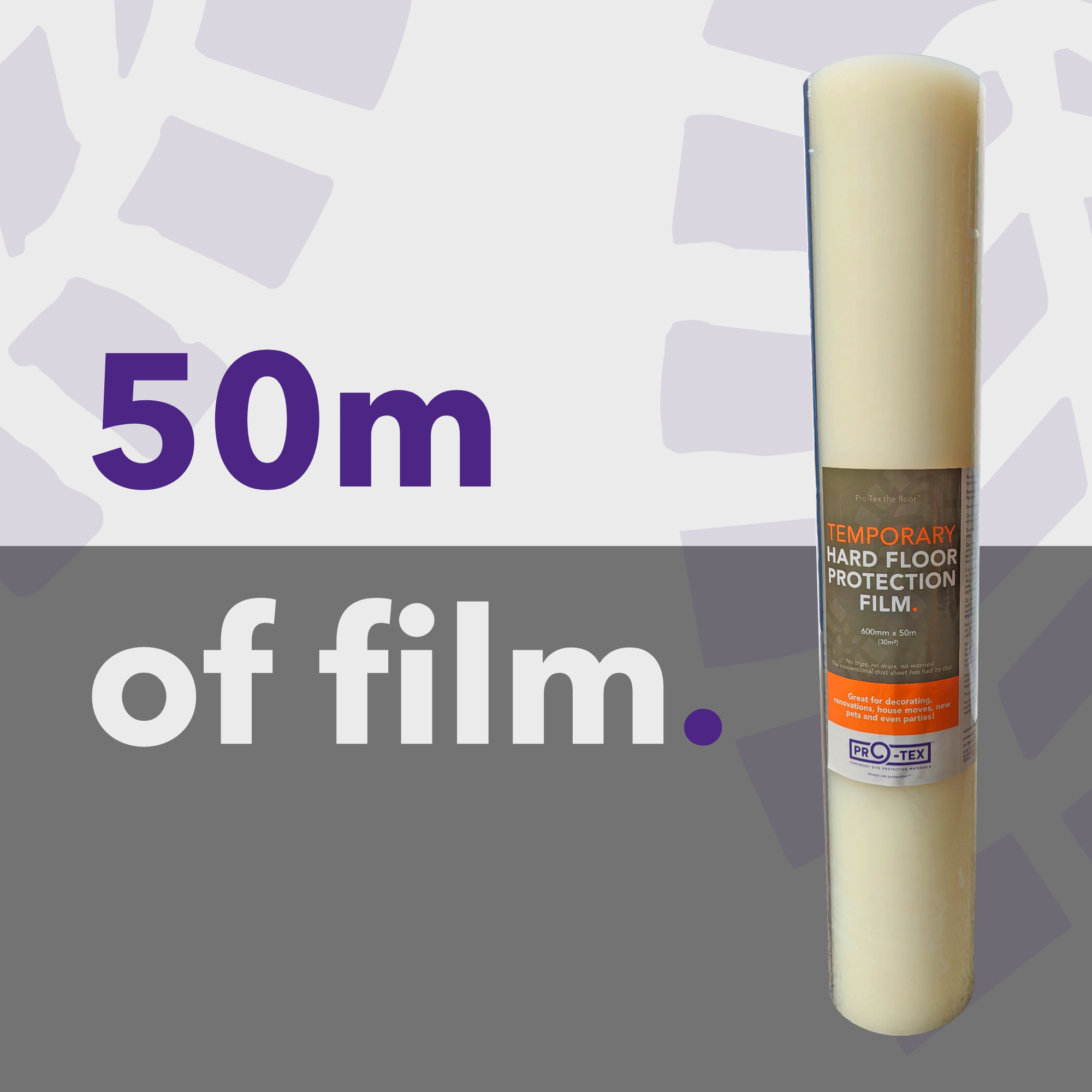 PRO-TEX Temporary Hard Floor Protection Film - 50m x 600mm 